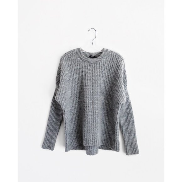 Zara Grey Chunky Ribbed Knit Dolman Sweater sz M - Picture 2 of 5